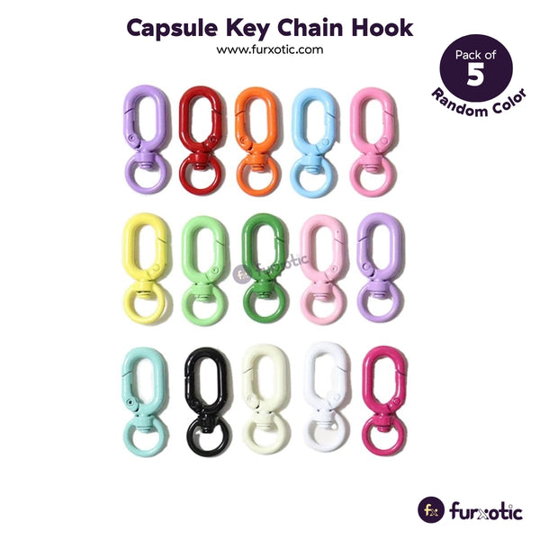Capsule Key Chain Hooks (Pack of 5 - Random Colors)