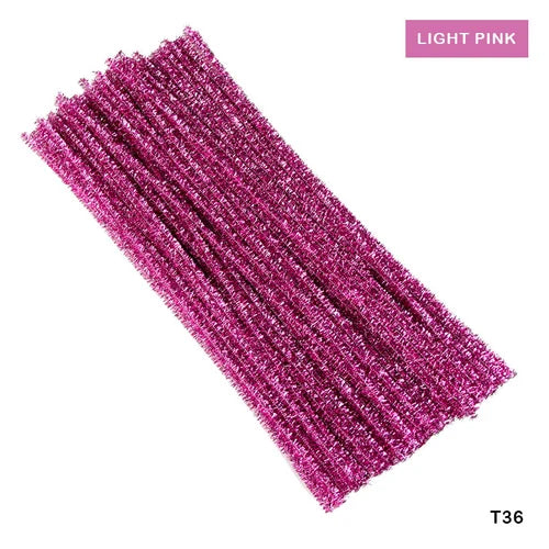 Pipe Cleaner Glitter 100pcs (Pink)