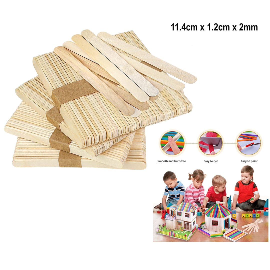 Natural Wooden Ice Cream Popsicle Craft Sticks (11.4 Cm) – Pack Of 50 - 3 - Furxotic