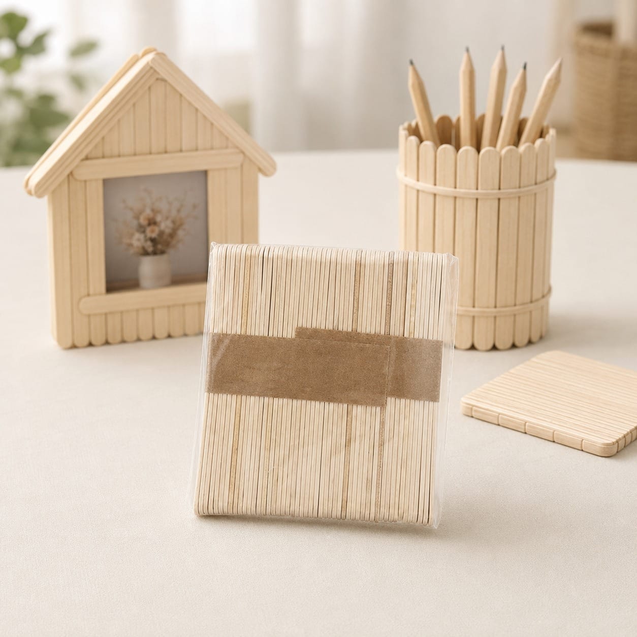 Natural Wooden Ice Cream Popsicle Craft Sticks (11.4 Cm) – Pack Of 50 - 1 - Furxotic