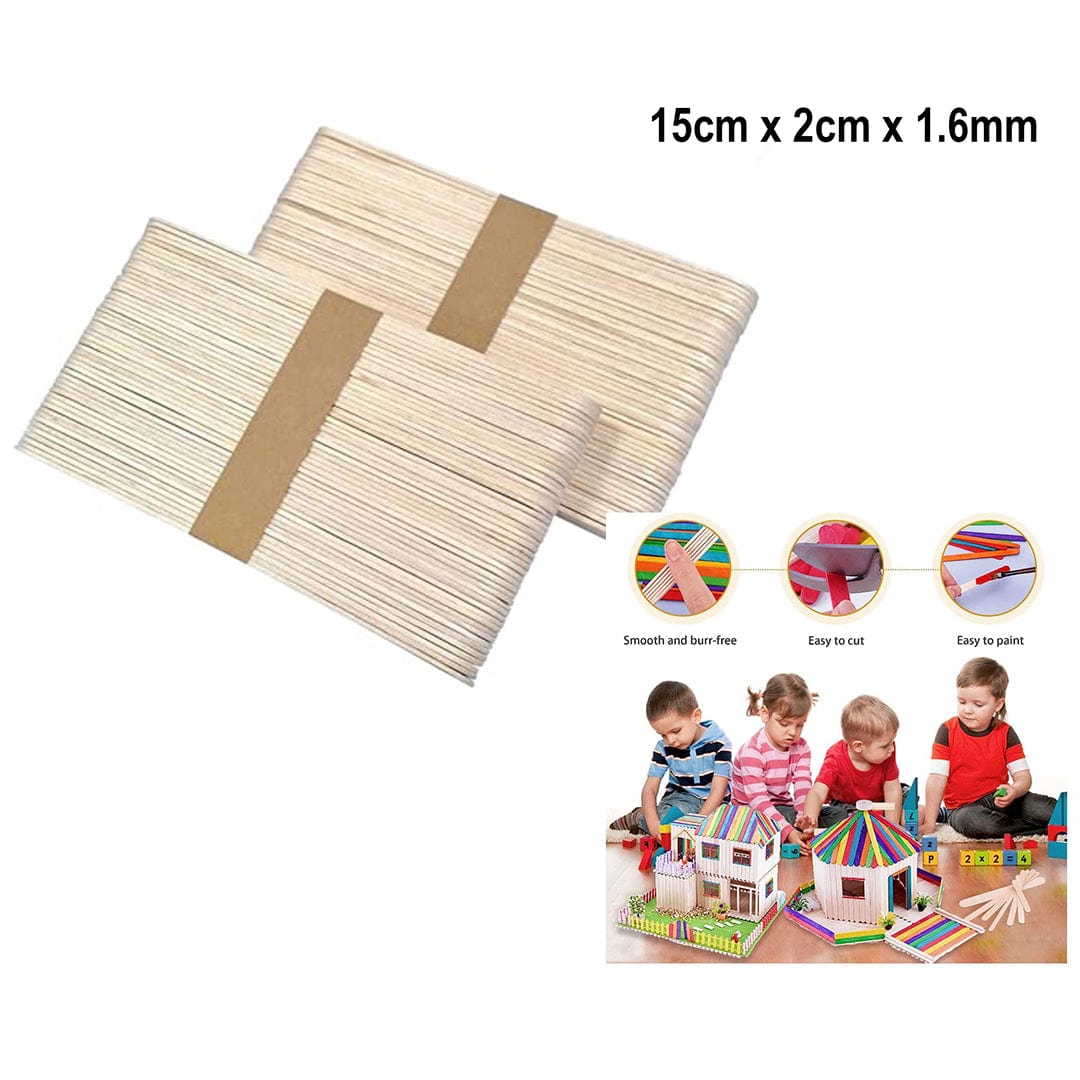 Natural Jumbo Wooden Craft & Mixing Sticks (15 Cm) – Pack Of 50 - 2 - Furxotic