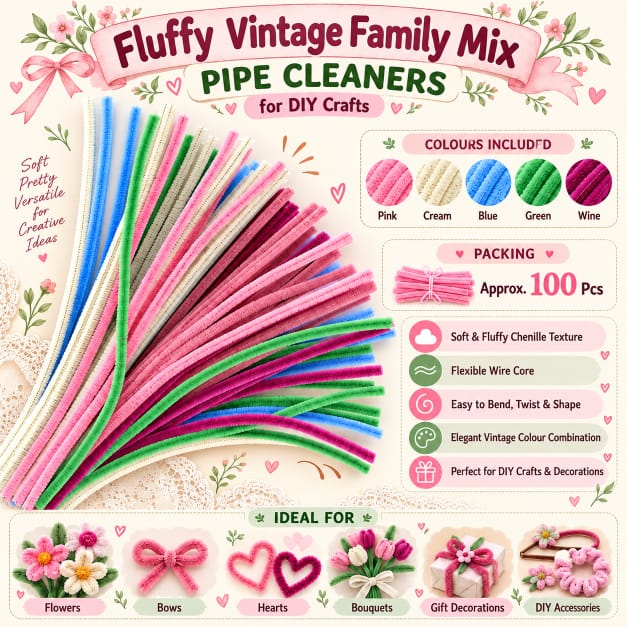 Pipe Cleaner Plain 100pcs ( Fluffy Neutral Family )