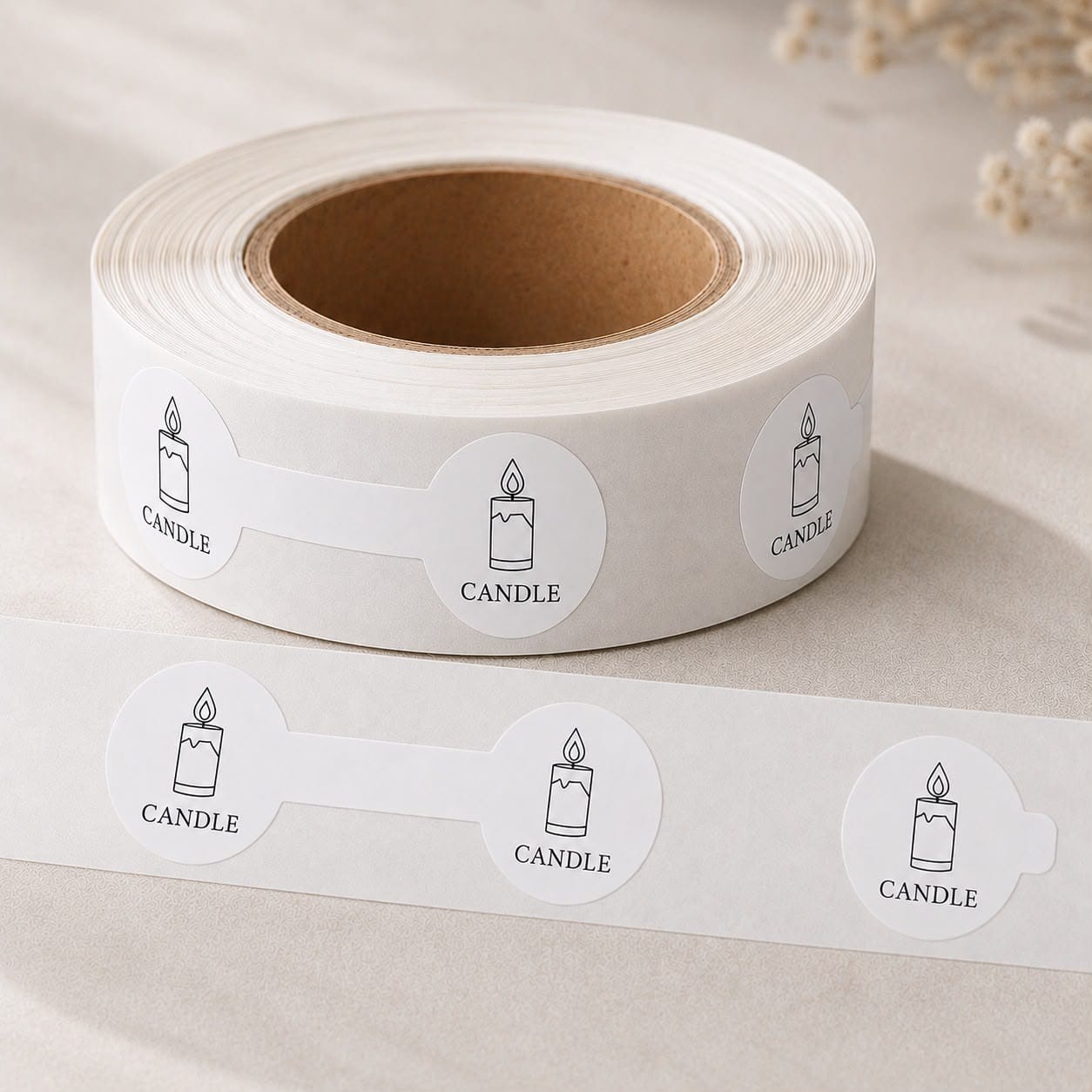Round Candle Label Sticker Roll – White - 1 - Furxotic