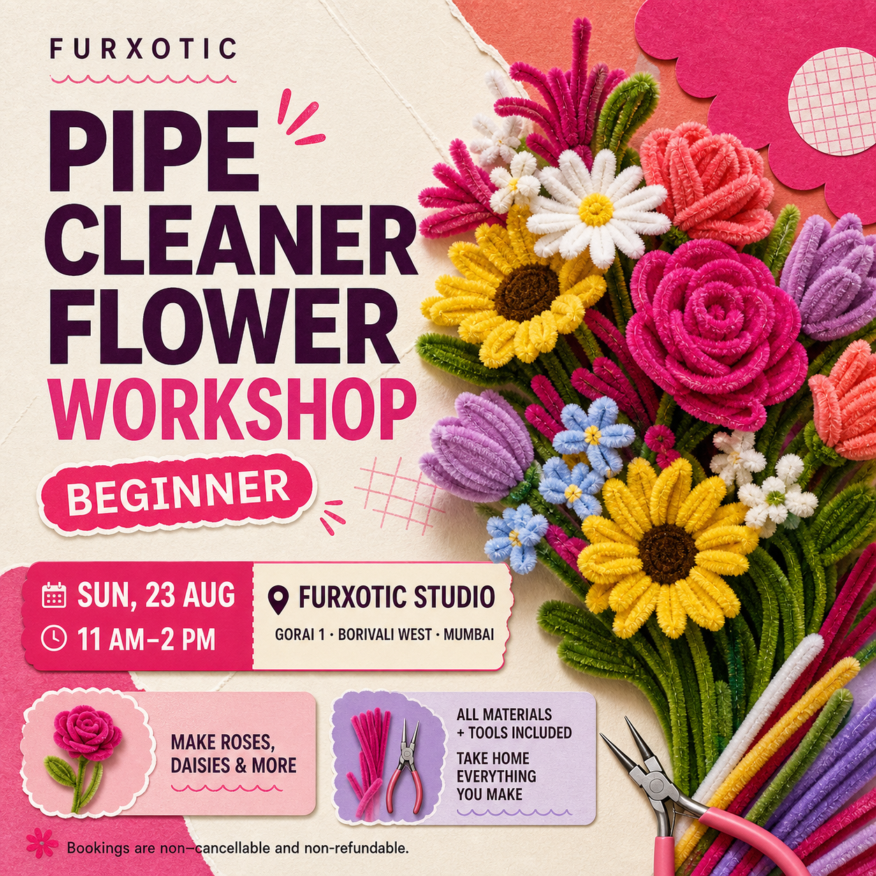 Pipe Cleaner Workshop — Beginner | Sun, 23 Aug | 11 AM–2 PM