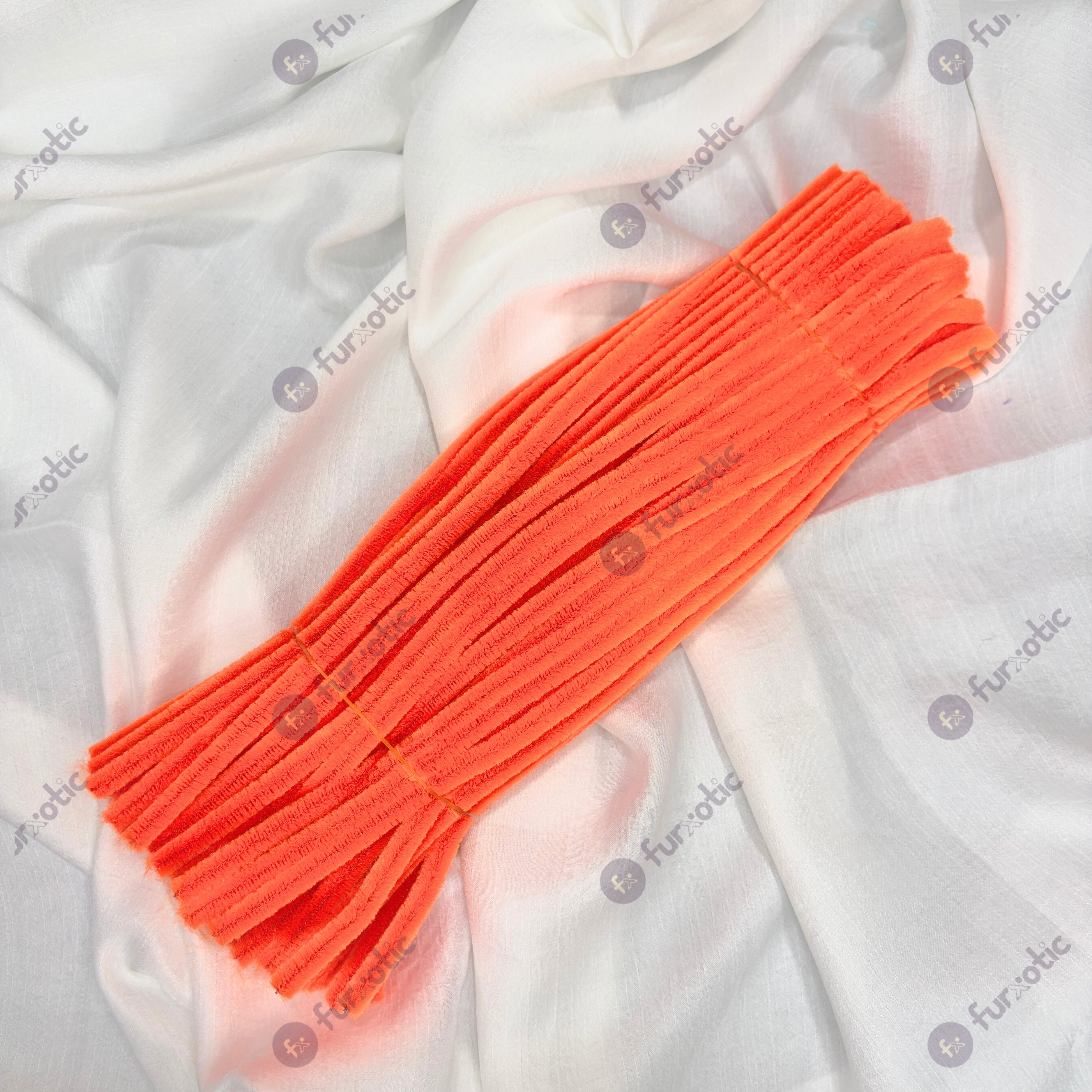 8mm Pipe Cleaner Plain 100pcs (Neon Orange)