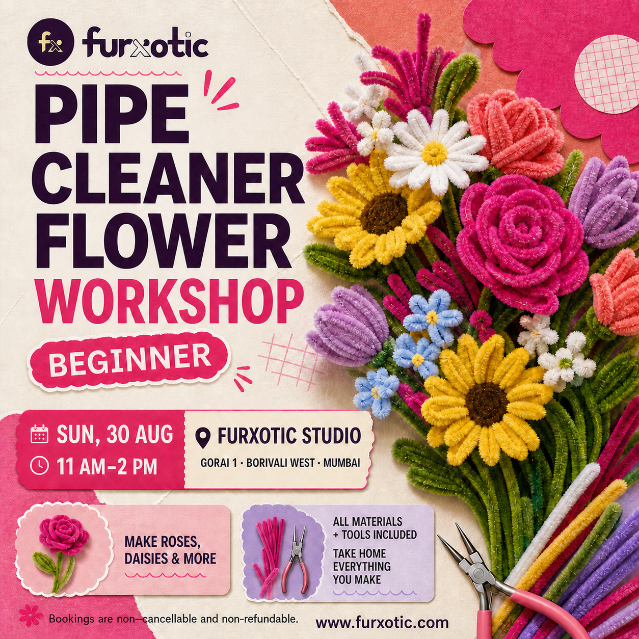 Pipe Cleaner Workshop — Beginner | Sun, 30 Aug | 11 AM–2 PM