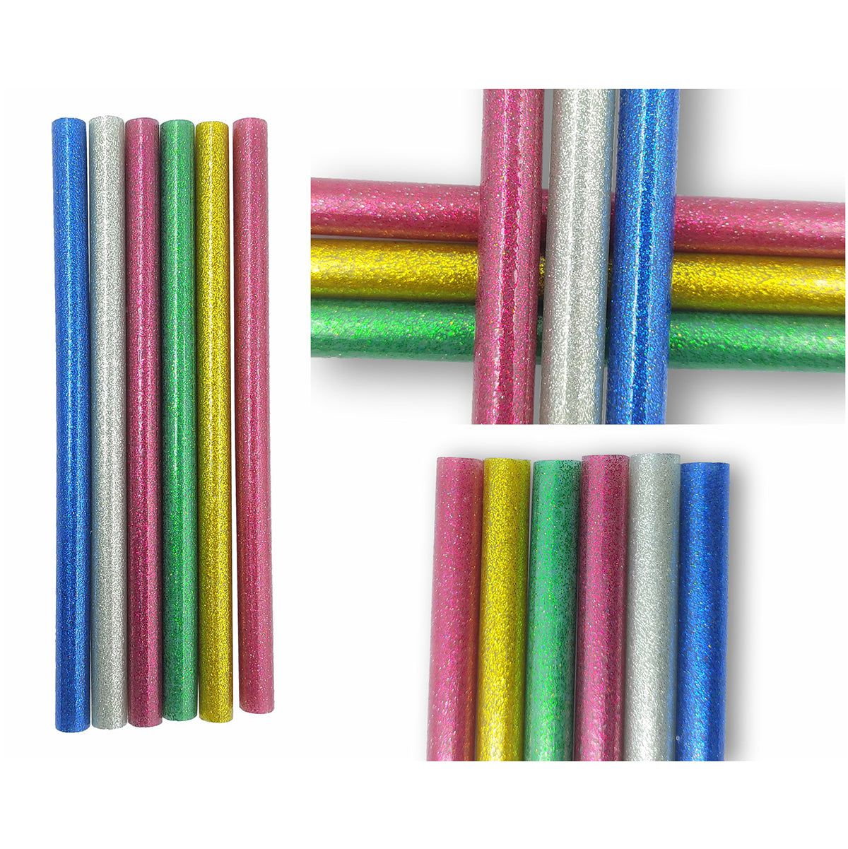 11mm Mixed Colour Glitter Hot Melt Glue Sticks (17.5cm) – Pack Of 6 - 1 - Furxotic