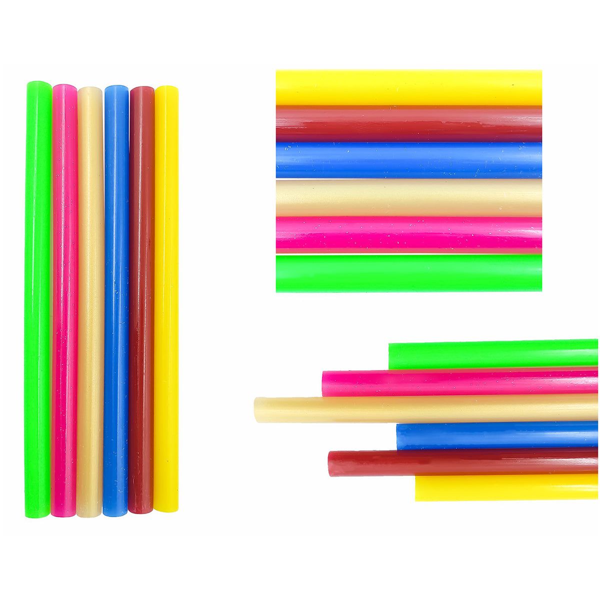 11mm Mixed Color Hot Melt Glue Sticks (17.5cm Length) – Pack Of 6 - 1 - Furxotic