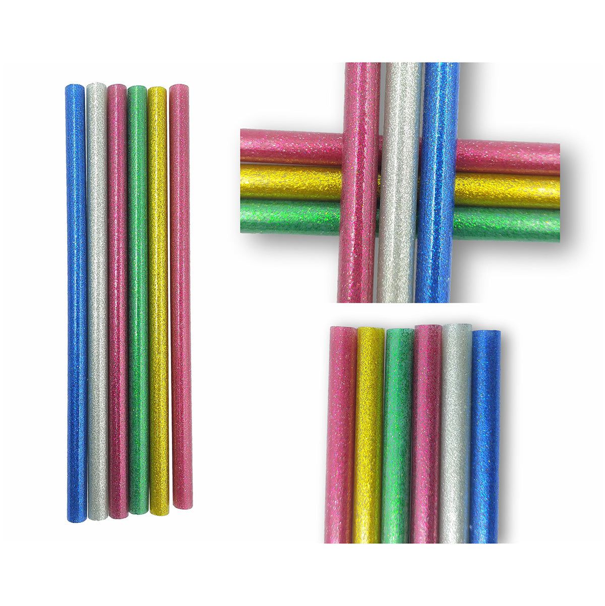 7mm Mixed Colour Glitter Mini Hot Melt Glue Sticks (17.5cm) – Pack Of 6 - 1 - Furxotic