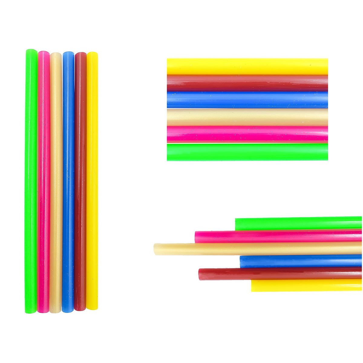 7mm Mixed Colour Mini Hot Melt Glue Sticks (17.5cm) – Pack Of 6 - 1 - Furxotic