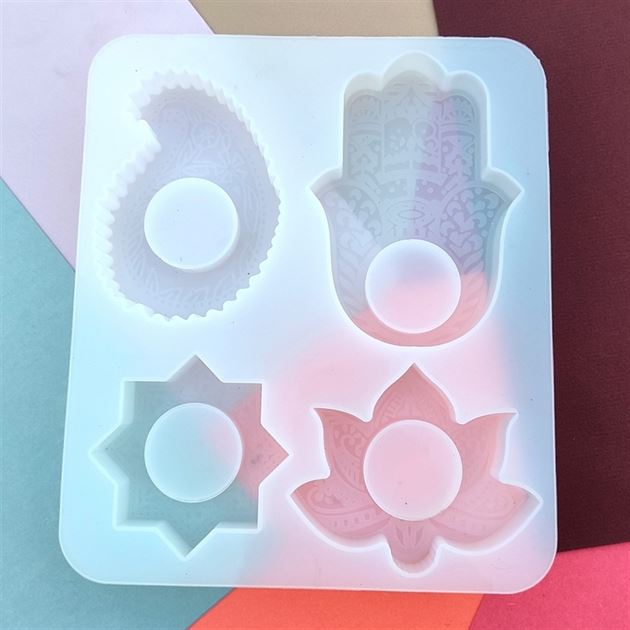 4 Cavity Mandala Tea Light Candle Holder Mould - 1 - Furxotic