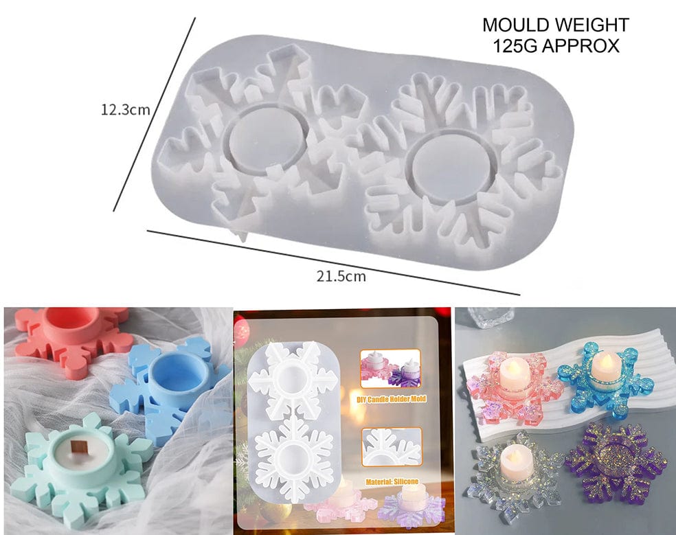 2 Cavity  Snowflakes Tea Light Candle Holder Mould - 1 - Furxotic