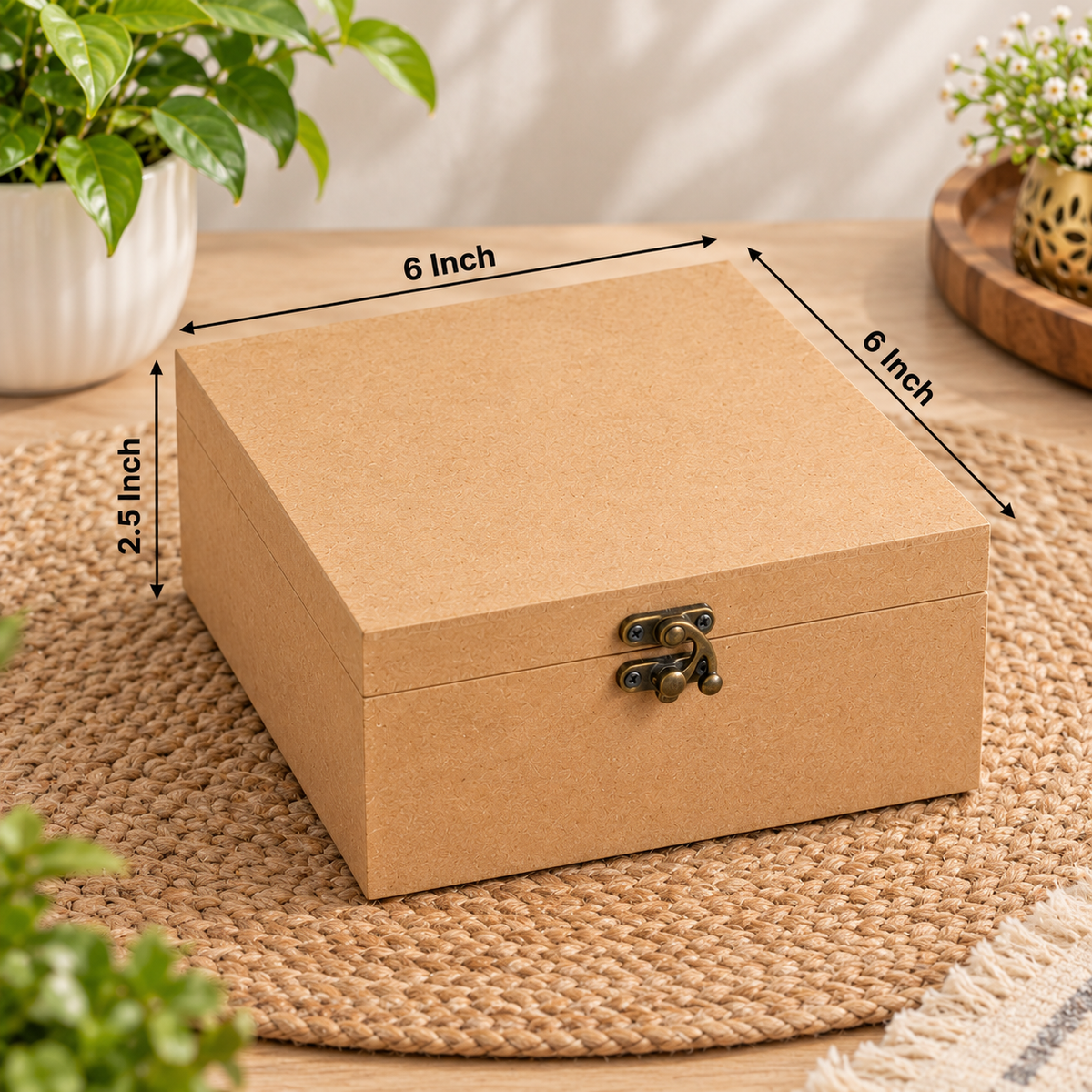 MDF Wooden box 6 x 6 inch (2.5 inch)