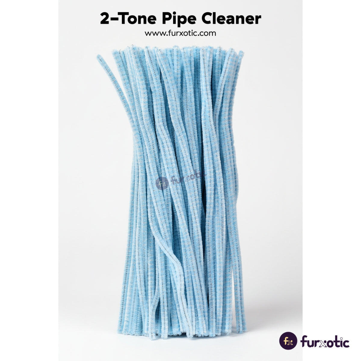 2-Tone Pipe Cleaner 100pcs (Light Blue + White)
