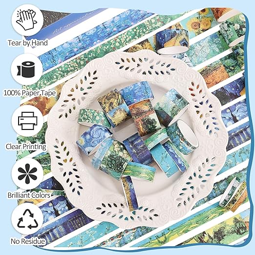 Washi Tape (Vincent Van Gogh Series - 18 Rolls - 2 meter each)