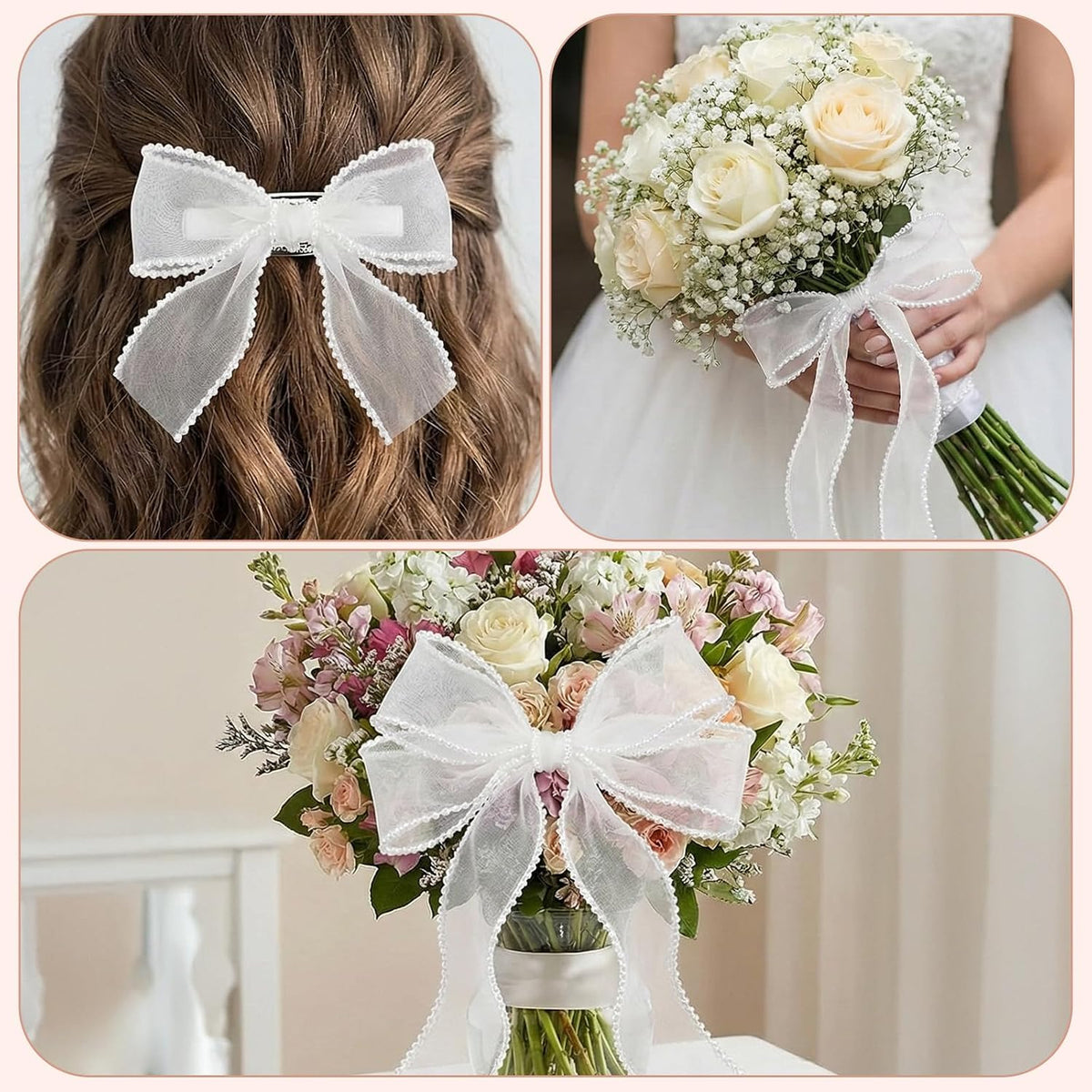 Pearl Edge Organza Ribbon With Shimmer (1 Inch x 10 Metres)