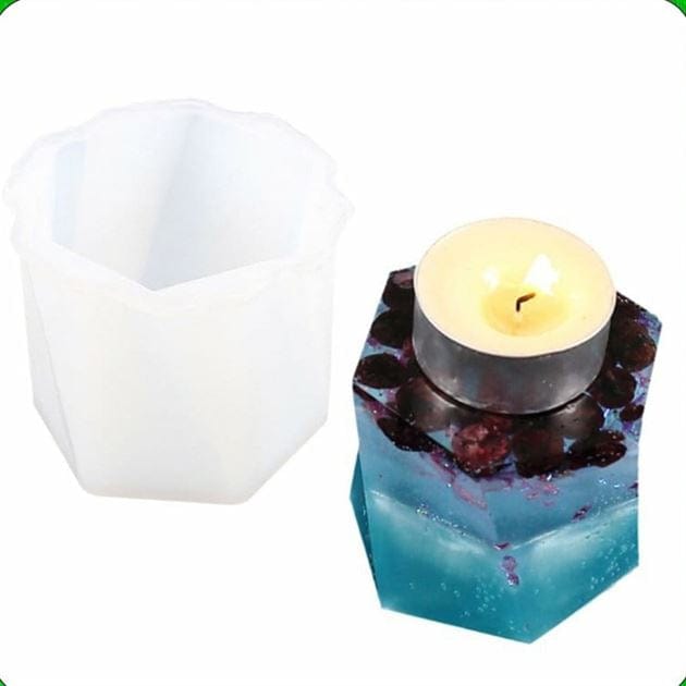 Big Hexagon Twist Tea Light Candle Base & Candle Mould - 1 - Furxotic