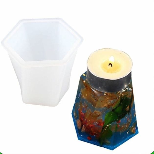 Pentagon Twist Tea Light Base & Candle Mould - 1 - Furxotic