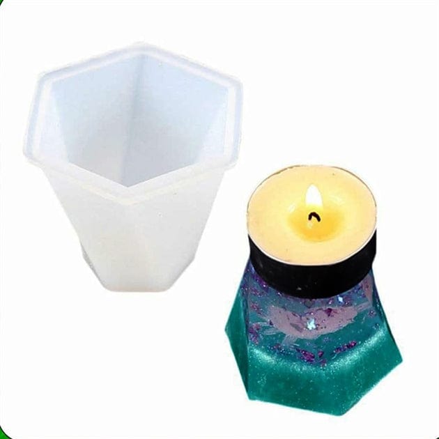 Small Hexagon Twist Tea Light Candle Base & Candle Mould - 1 - Furxotic