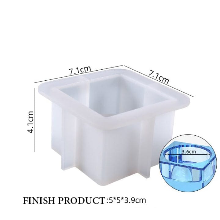 Square Resin Tea Light Candle Holder Mould - 1 - Furxotic