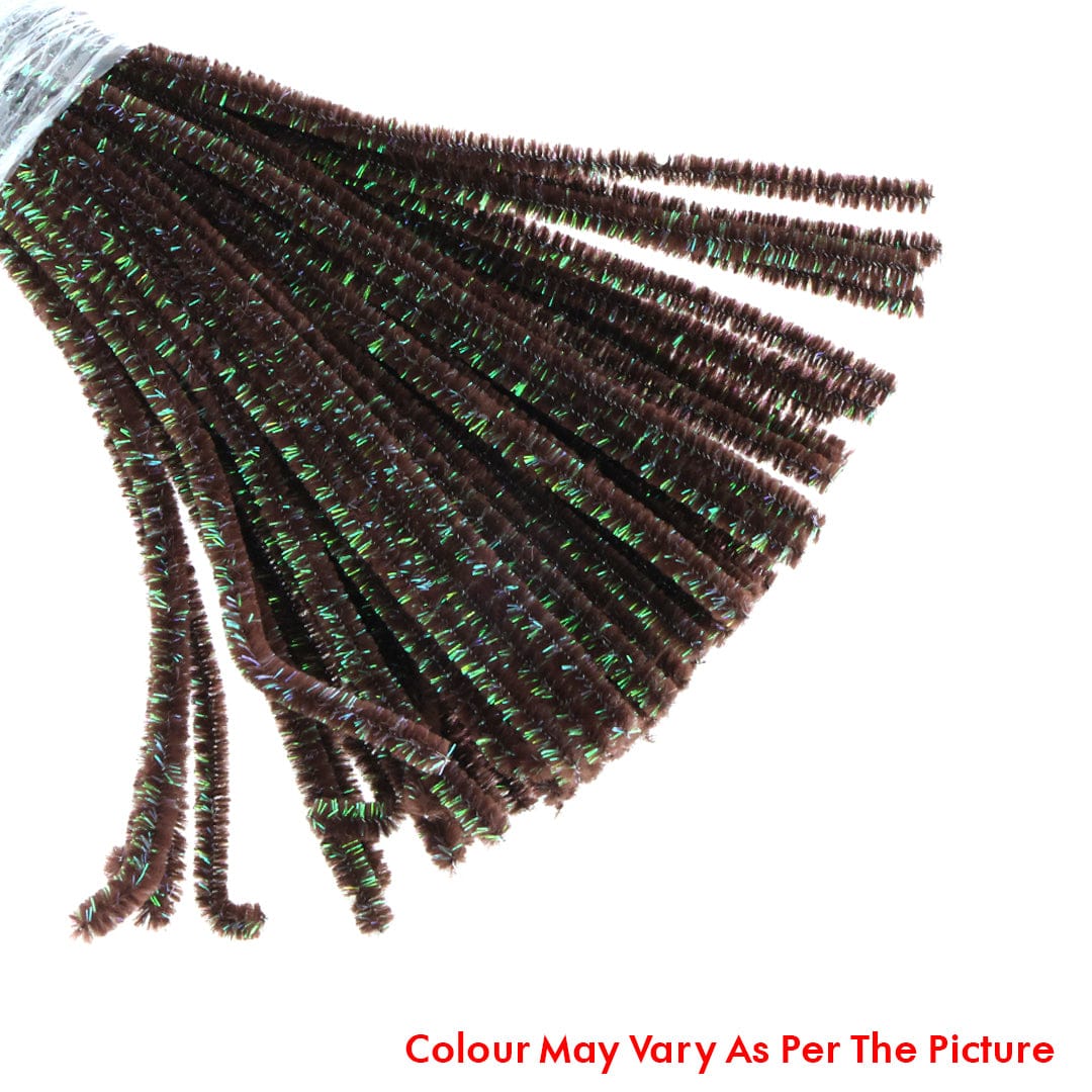 Pipe Cleaner Rainbow Glitter 100pcs (Brown)