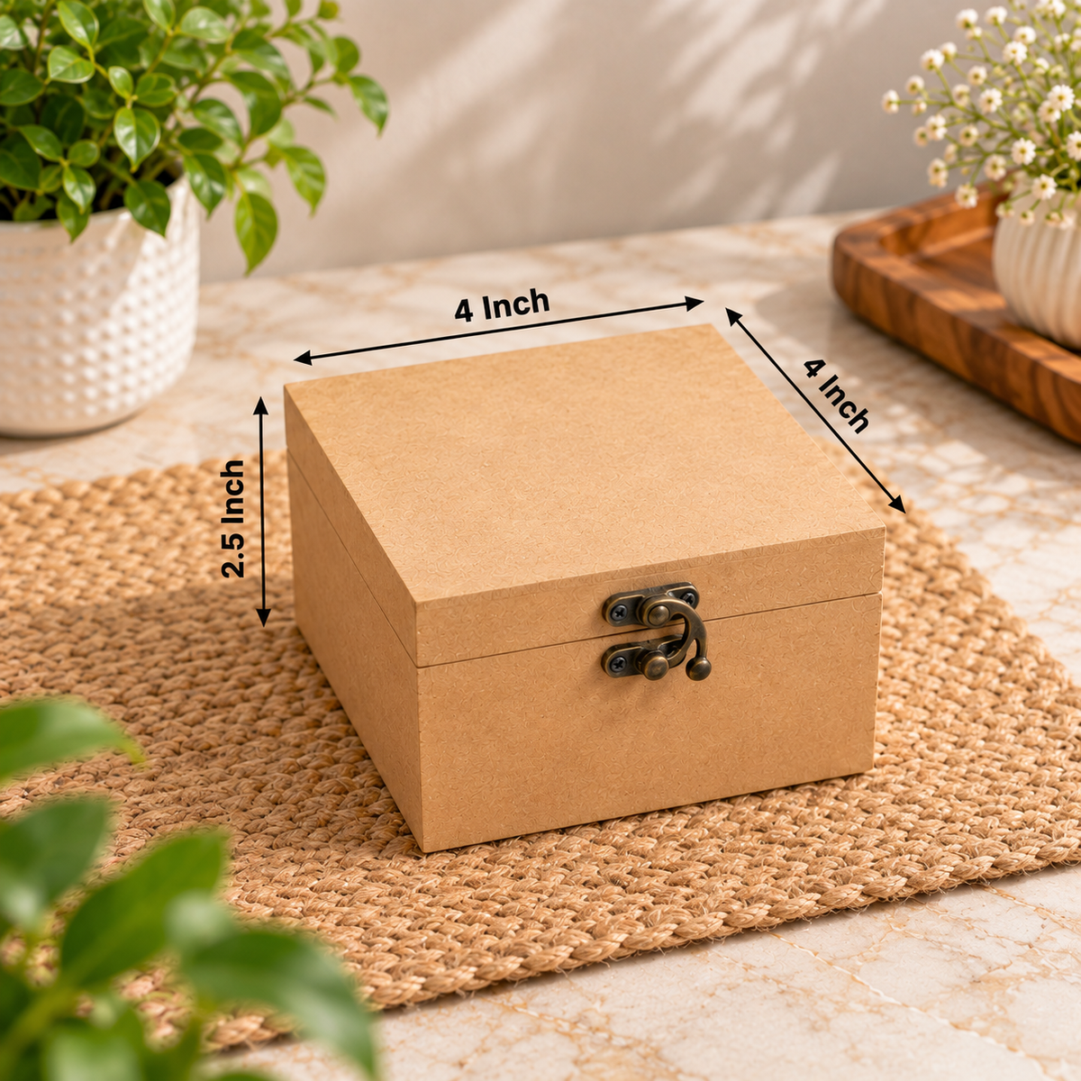 MDF Wooden box 4 x 4 inch (2.5 inch)