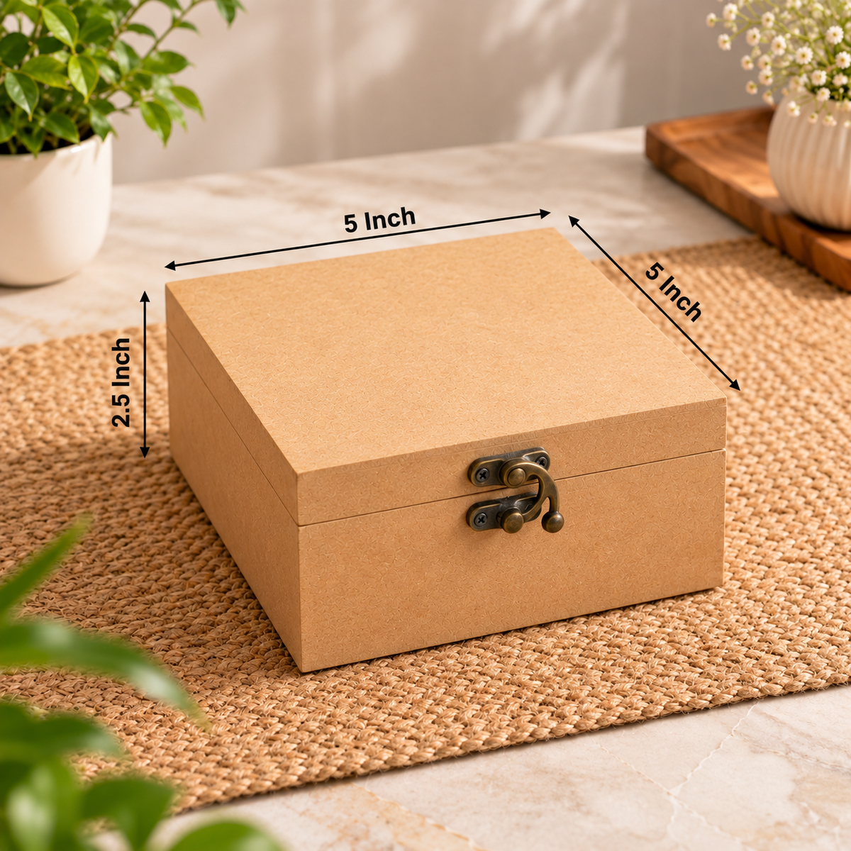 MDF Wooden box 5 x 5 inch (2.5 inch)