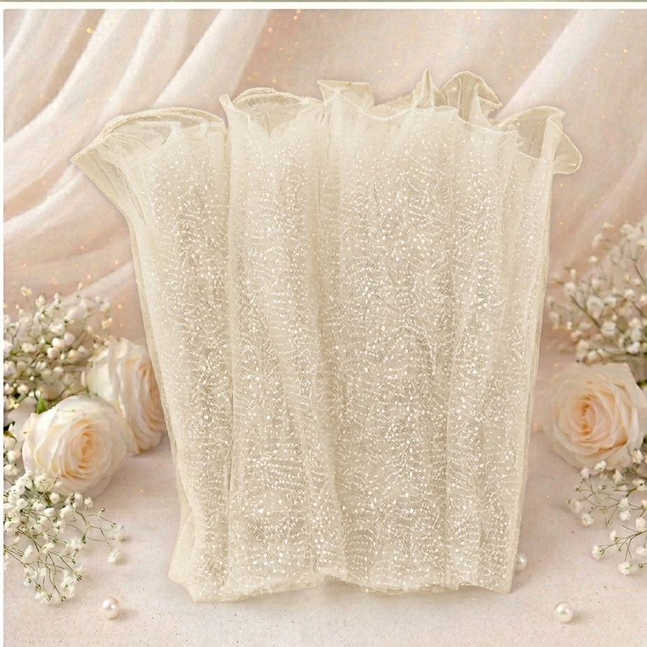 Snow Wrinkled Wavy Wrapping Net (Cream)