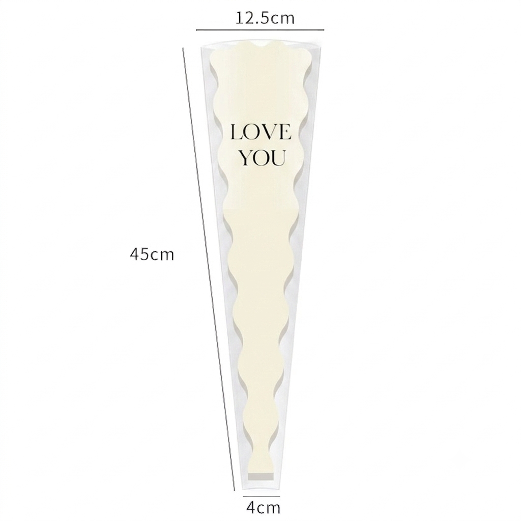 Love you" Single Flower Packaging Sleeve — Cream white (Pack of 50)