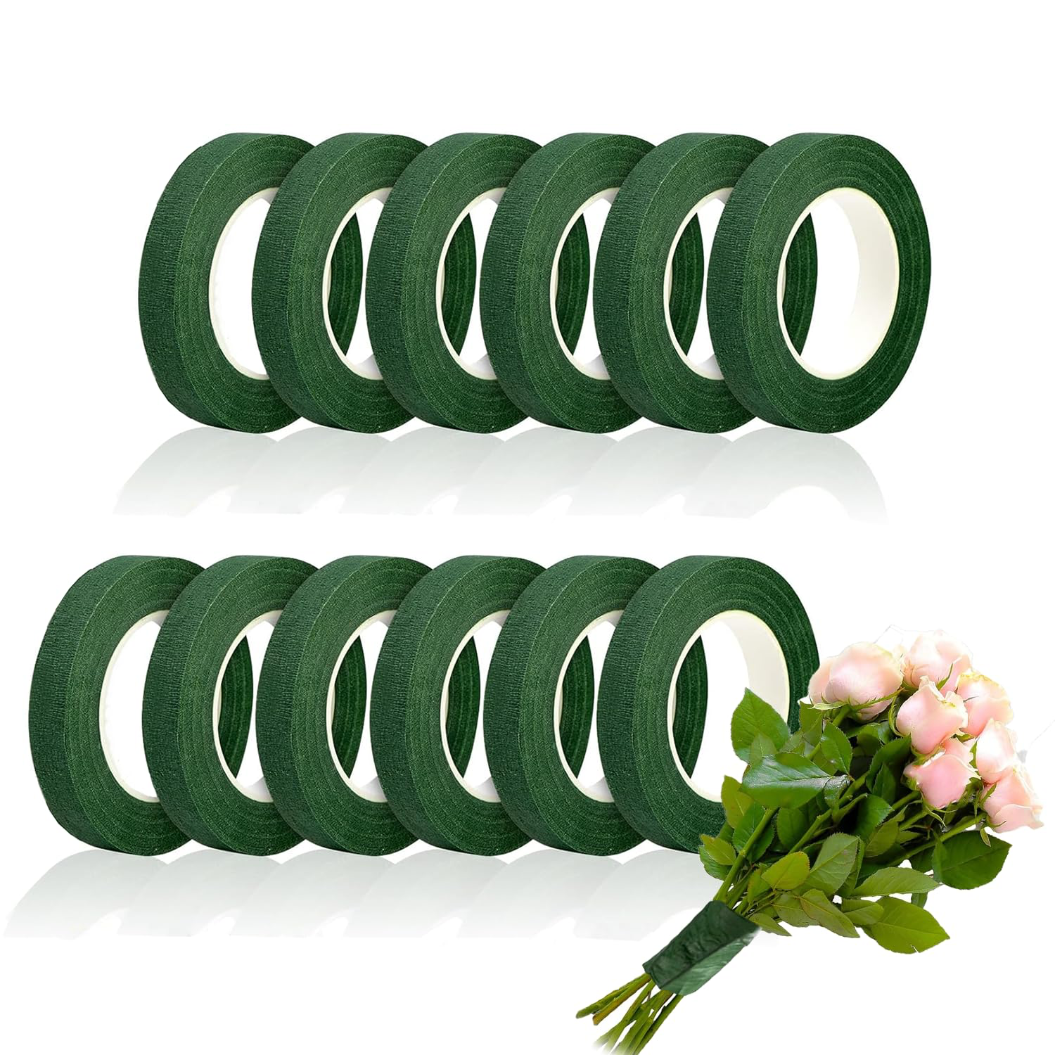 Floral Tape 0.5inch (Dark Green - Pack of 12)