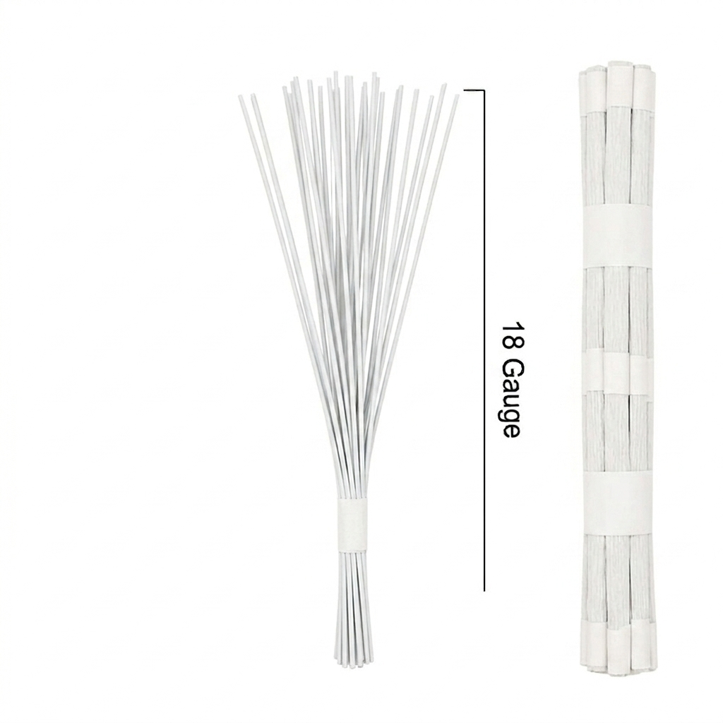 Floral Wire (White, 100pcs, 18 Gauge)