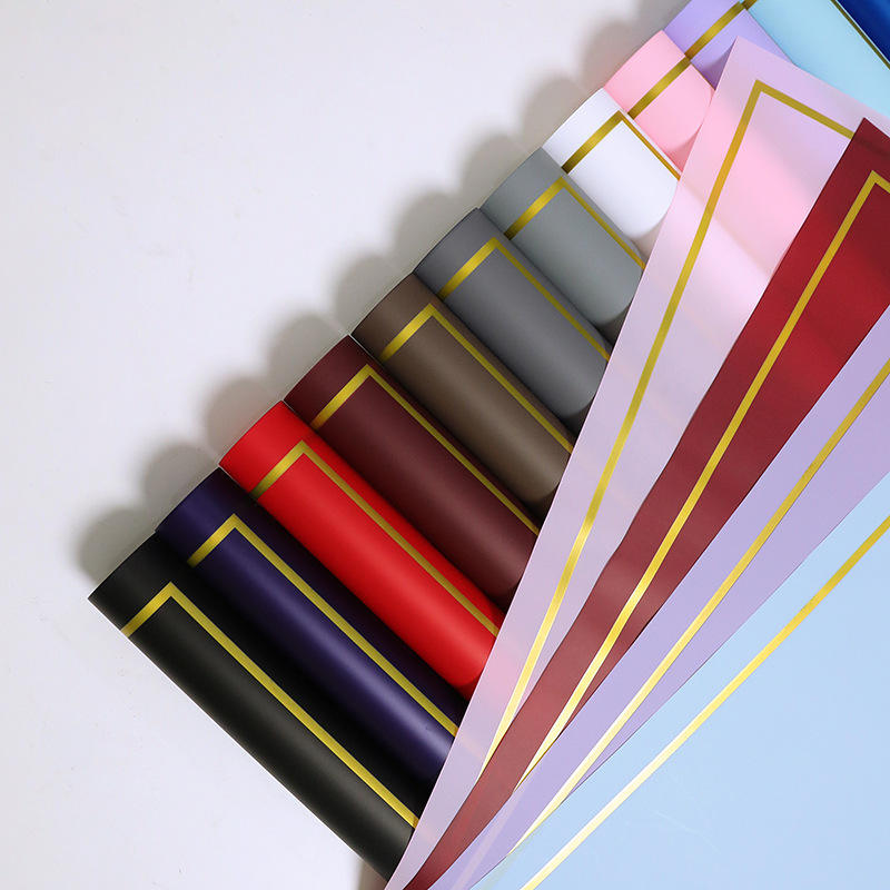 Wrapping Sheets Solid GOlden Border (Navy Blue- 20 Sheets)