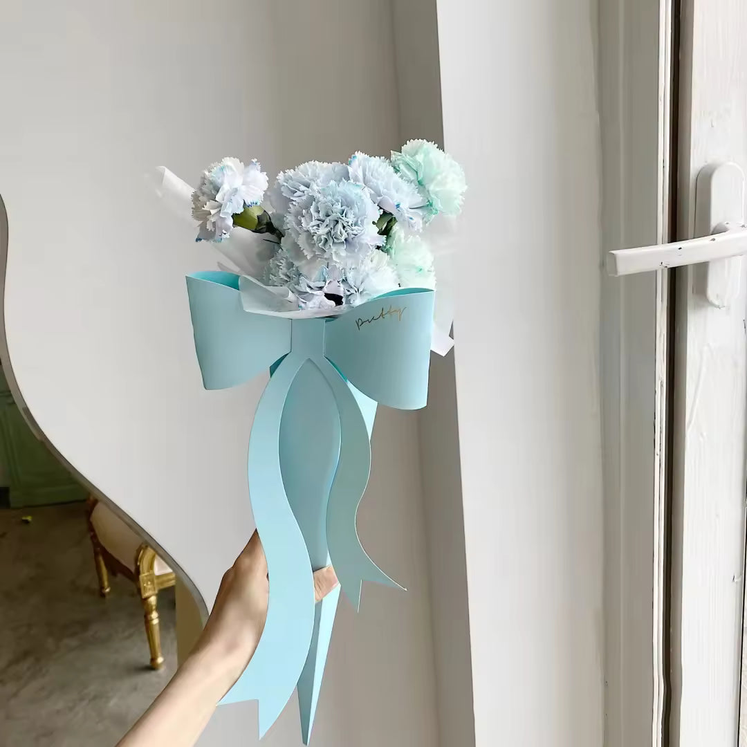 Conical Bow Paper Flower Wrap (Blue - 1 Piece)