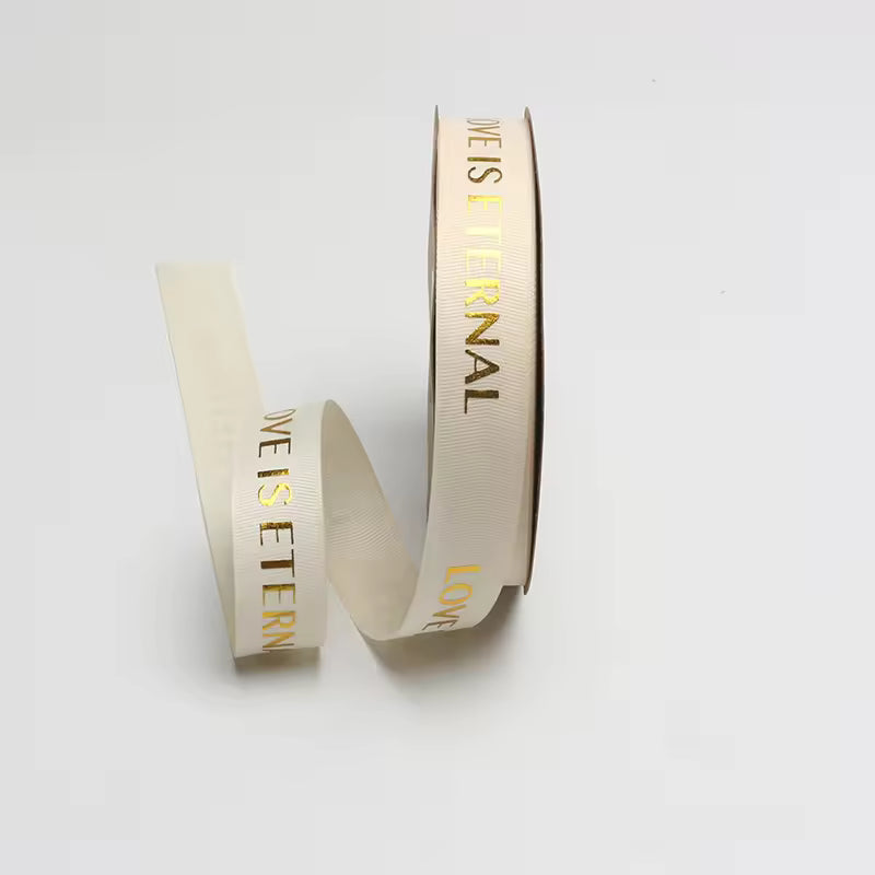 Love Is Eternal Satin Ribbon (1 Inch × 30 Meters - Cream)