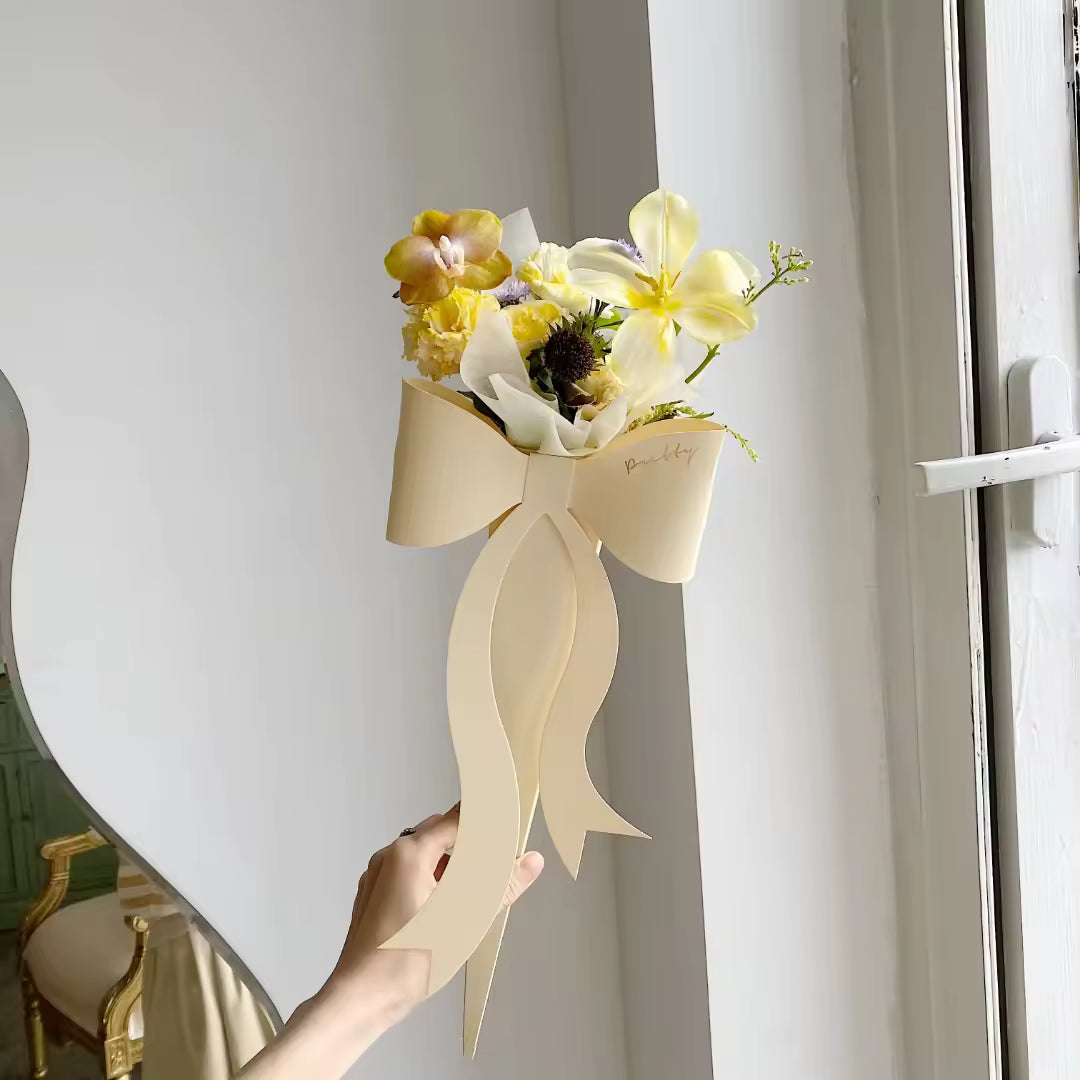 Conical Bow Paper Flower Wrap (Yellow - 1 Piece)