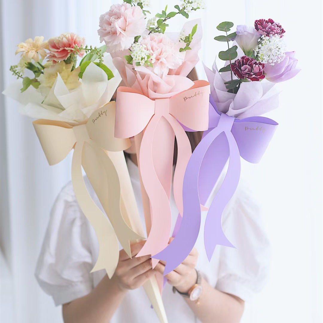 Conical Bow Paper Flower Wrap (Blue - 1 Piece)