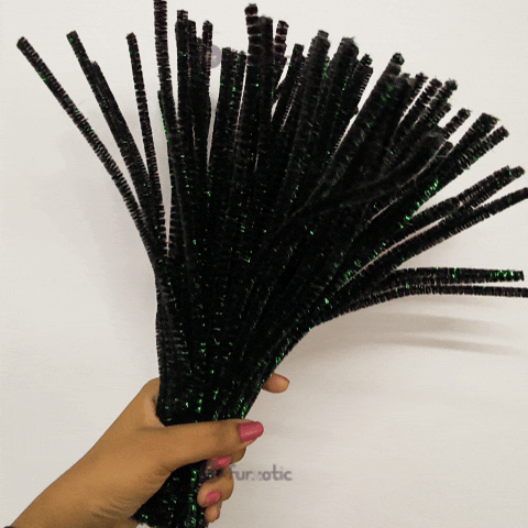 Pipe Cleaner Rainbow Glitter 100pcs (Black)