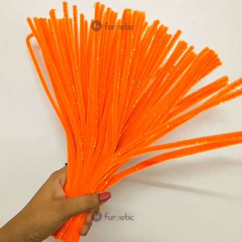 Pipe Cleaner Rainbow Glitter 100pcs (Orange)