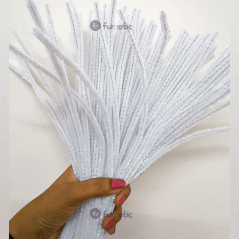 Pipe Cleaner Rainbow Glitter 100pcs (White)