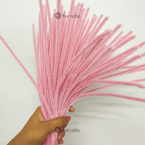 Pipe Cleaner Rainbow Glitter 100pcs (Light Pink)