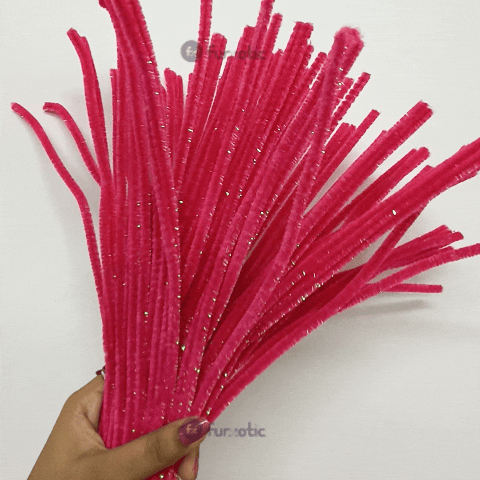 Pipe Cleaner Rainbow Glitter 100pcs (Dark Pink)