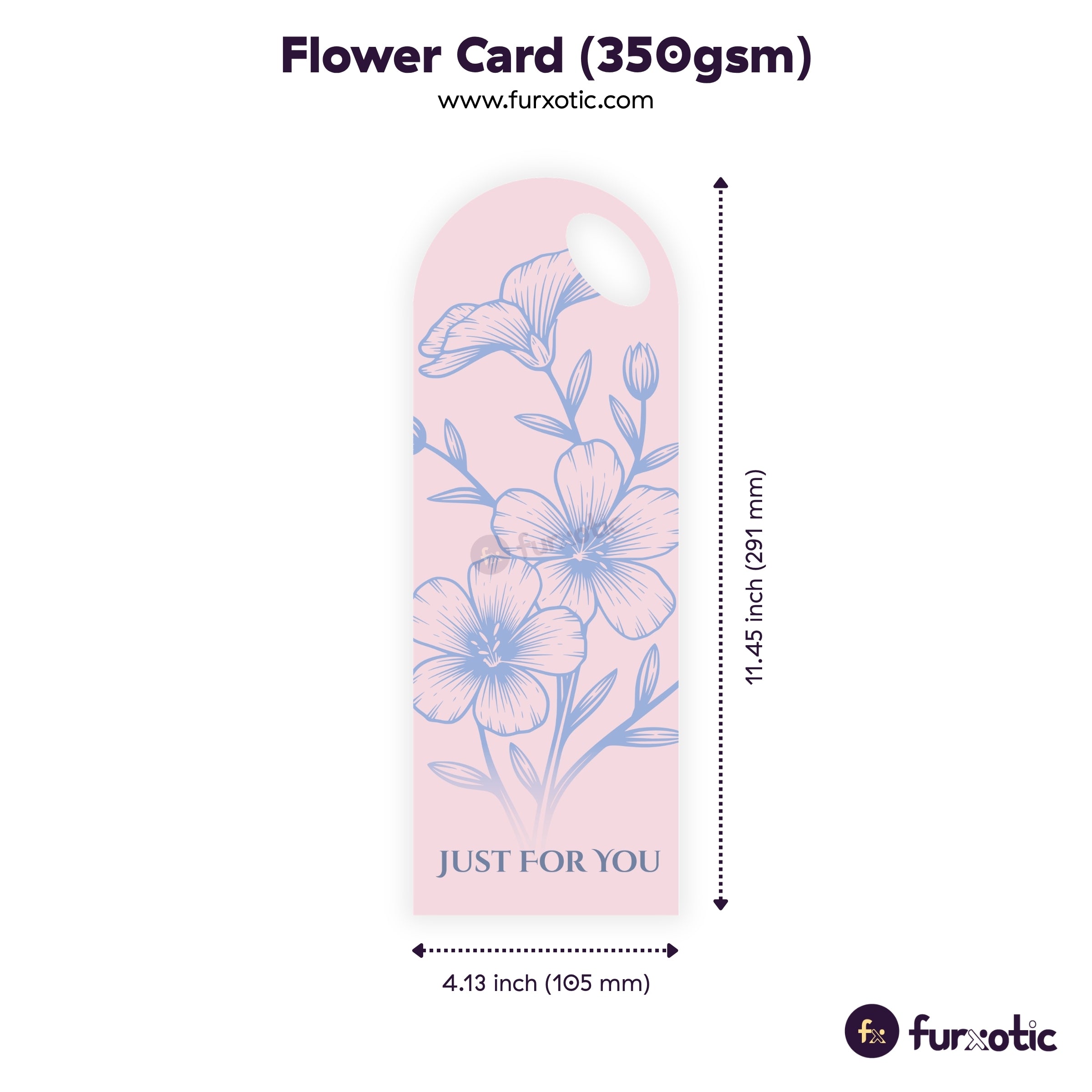 "Just for You" Flower Card (Light Pink - Pack of 10)