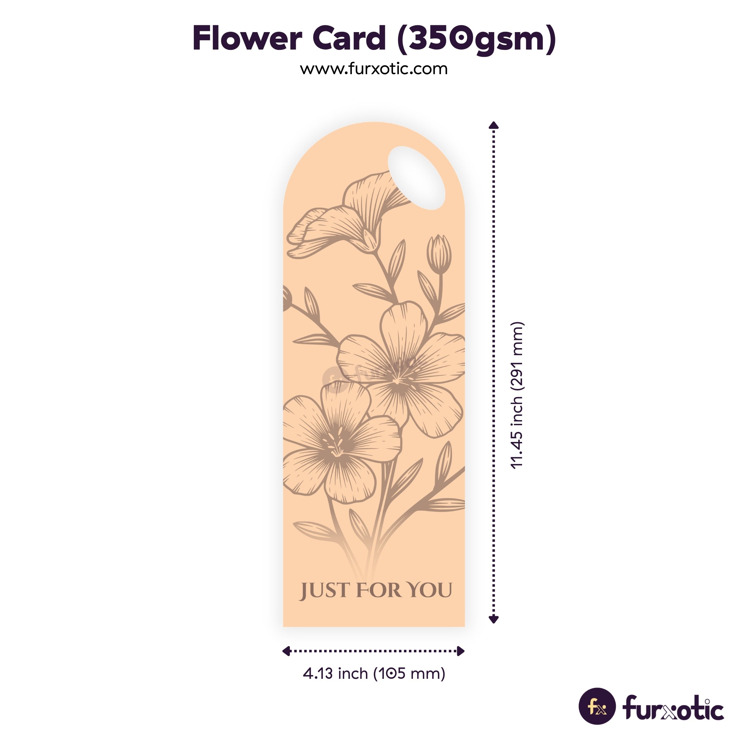 "Just for You" Flower Card (Peach - Pack of 10)