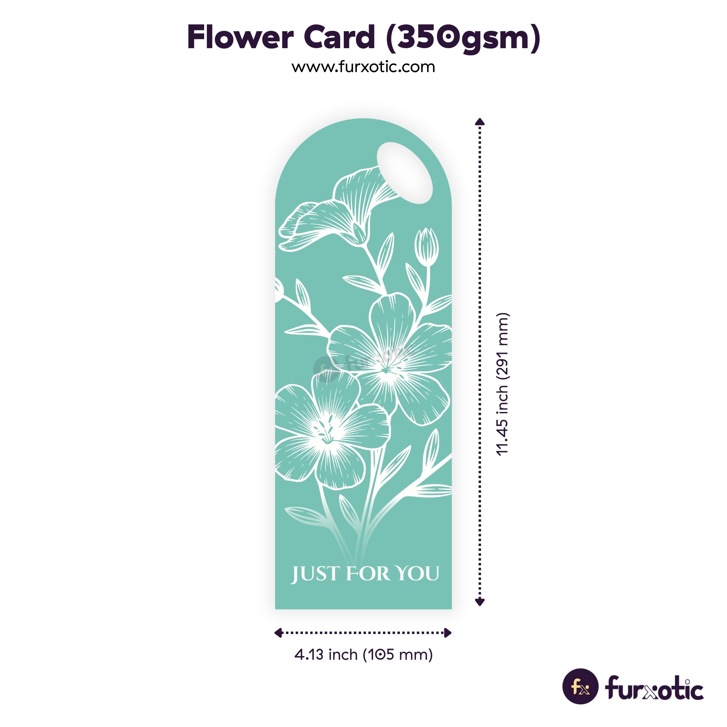 "Just for You" Flower Card (Teal - Pack of 10)