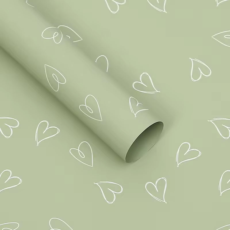 Wrapping Sheets Heart Print (Green - 20 Sheets)
