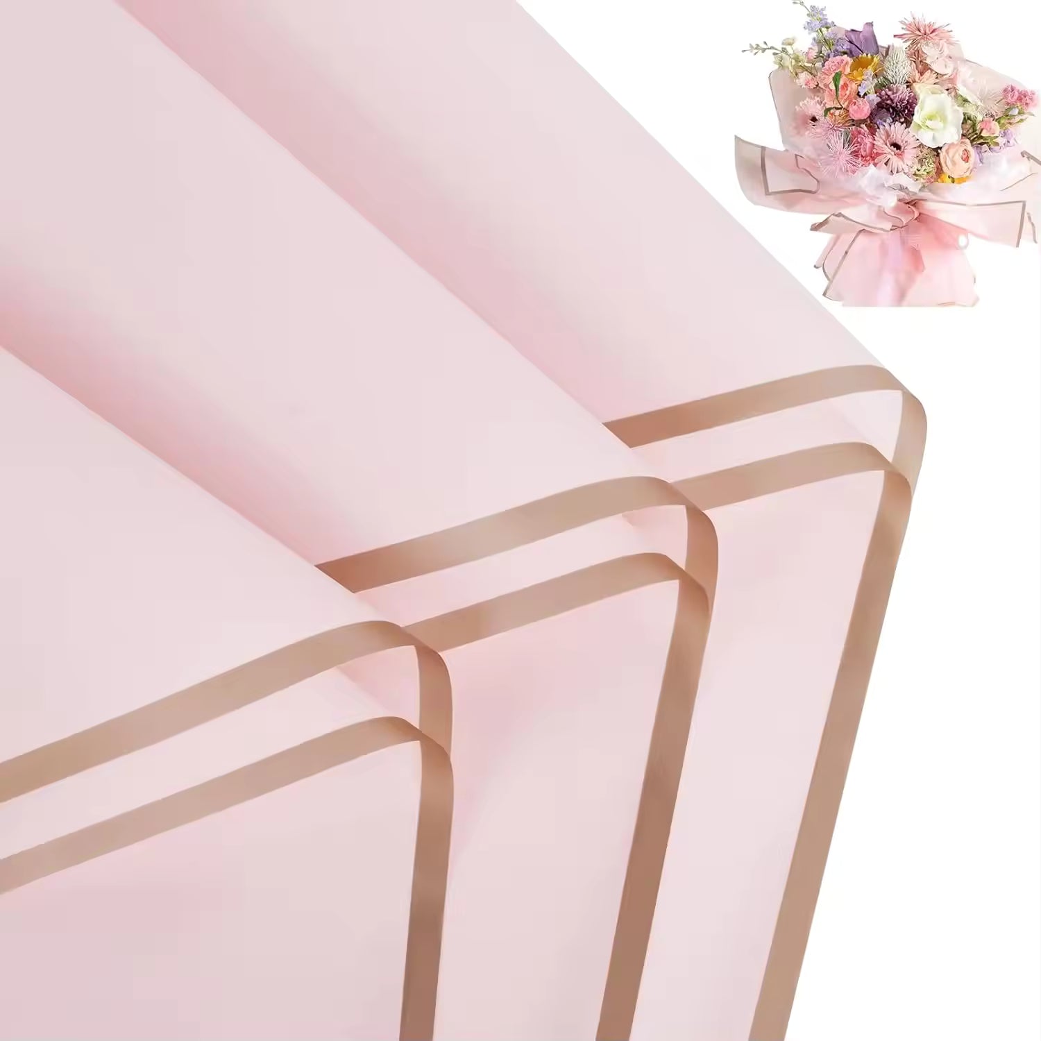 Wrapping Sheets Gold Border (A2 - Pink - 20 Sheets)