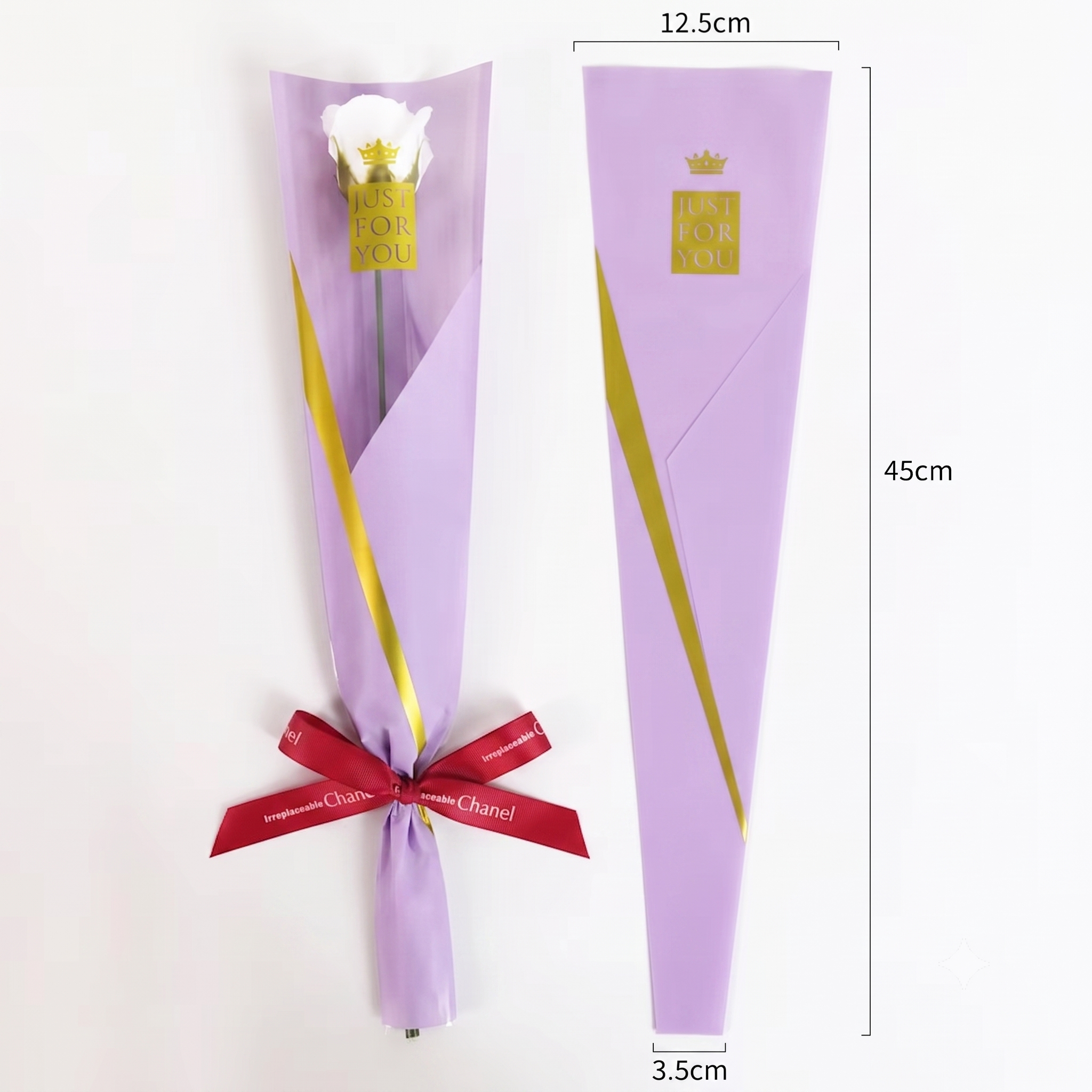 Just For you" Single Flower Packaging Sleeve — Purple (Pack of 50)