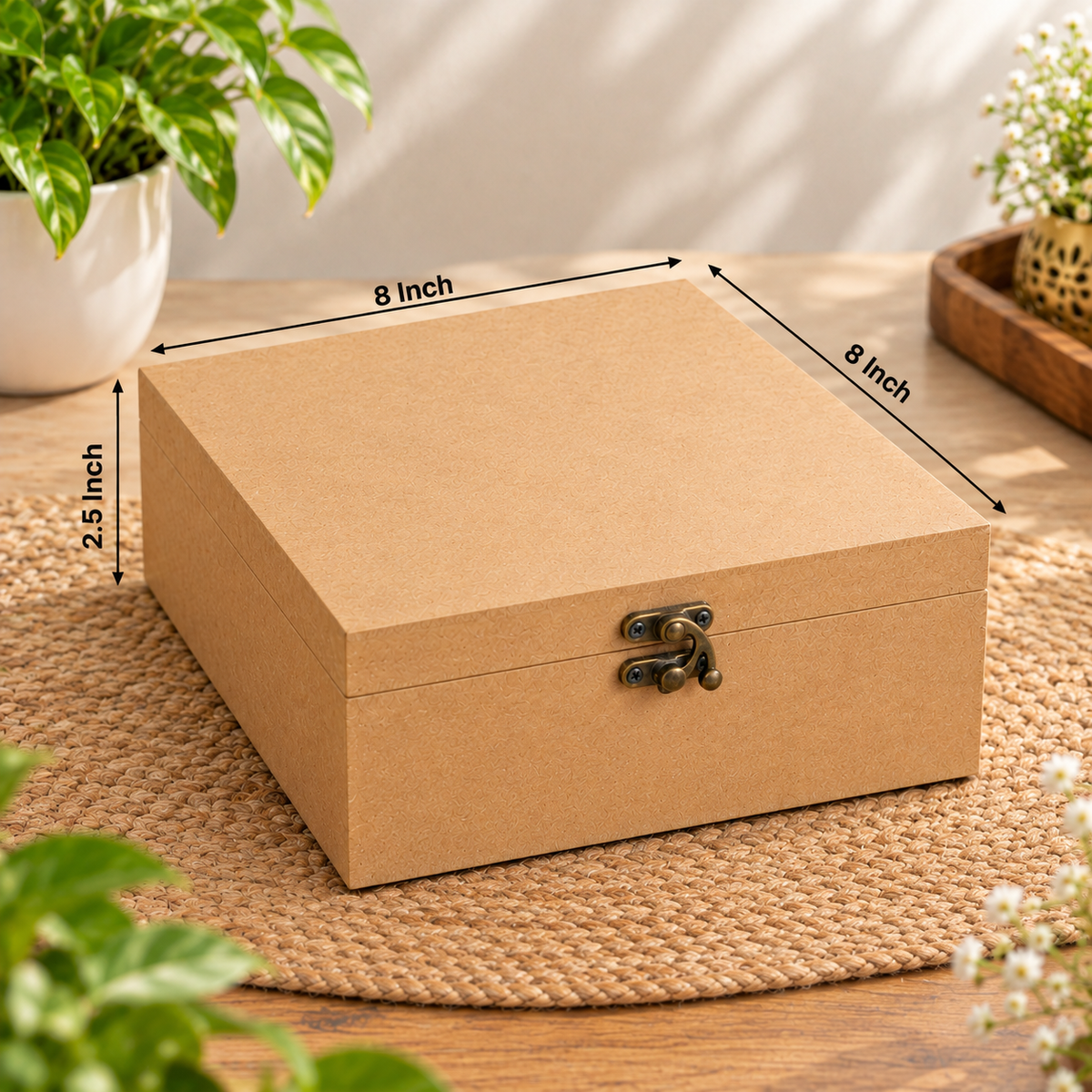 MDF Wooden box 8 x 8 inch (2.5 inch)