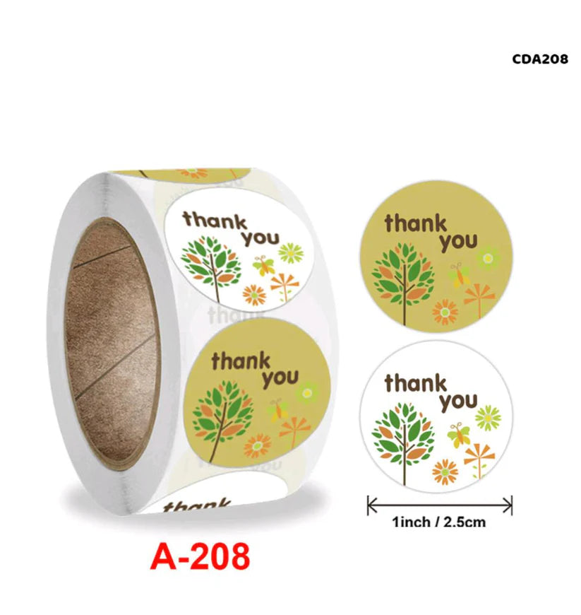 Thank You Stickers (500 Stickers Roll – 1 Inch - Random Design)