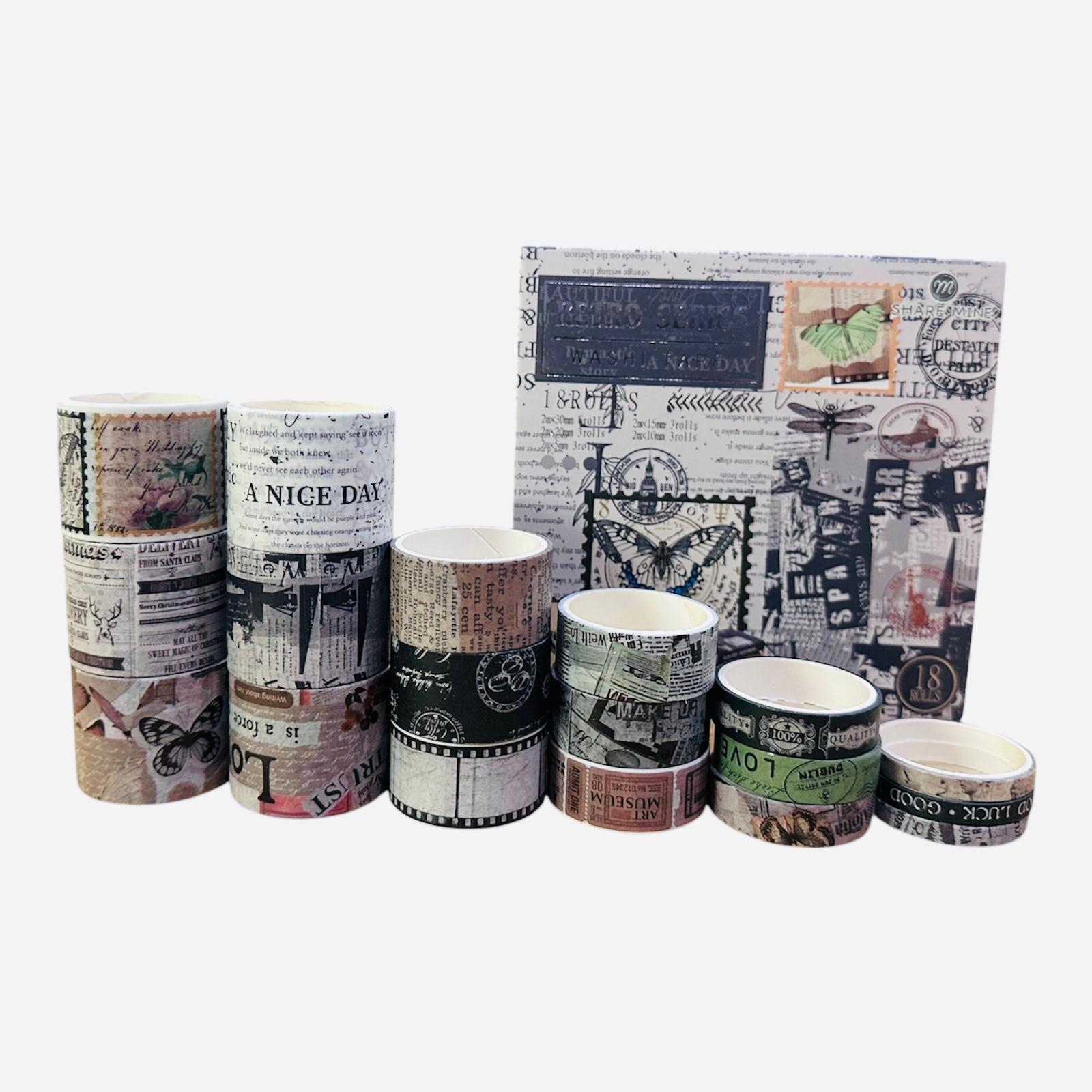 Washi Tape (Retro Series - 18 Rolls - 2 meter each)